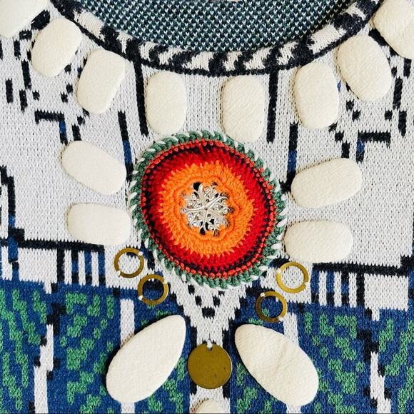 Anthropologie Cecilia Prado Boho Colorful Crochet Metal Collar Printed Dress - Picture 8 of 10